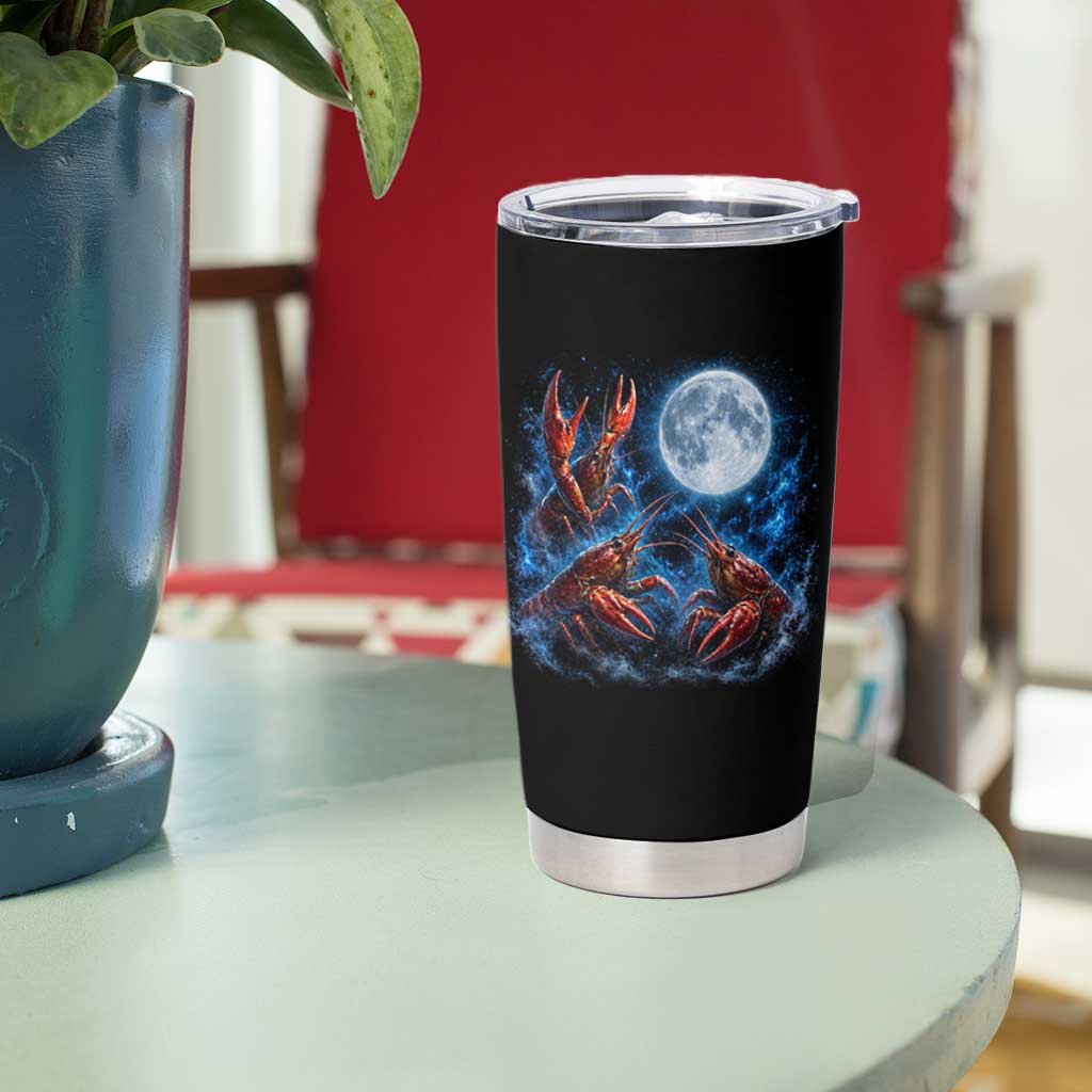 Three Crawfish Moon Tumbler Cup Lobster Howling To The Moon Vintage Moon Animals