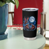 Three Crawfish Moon Tumbler Cup Lobster Howling To The Moon Vintage Moon Animals