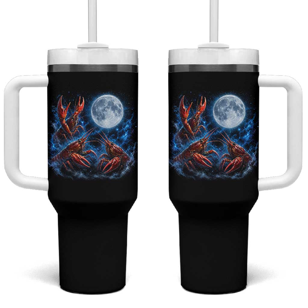 Three Crawfish Moon Tumbler With Handle Lobster Howling To The Moon Vintage Moon Animals