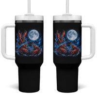 Three Crawfish Moon Tumbler With Handle Lobster Howling To The Moon Vintage Moon Animals