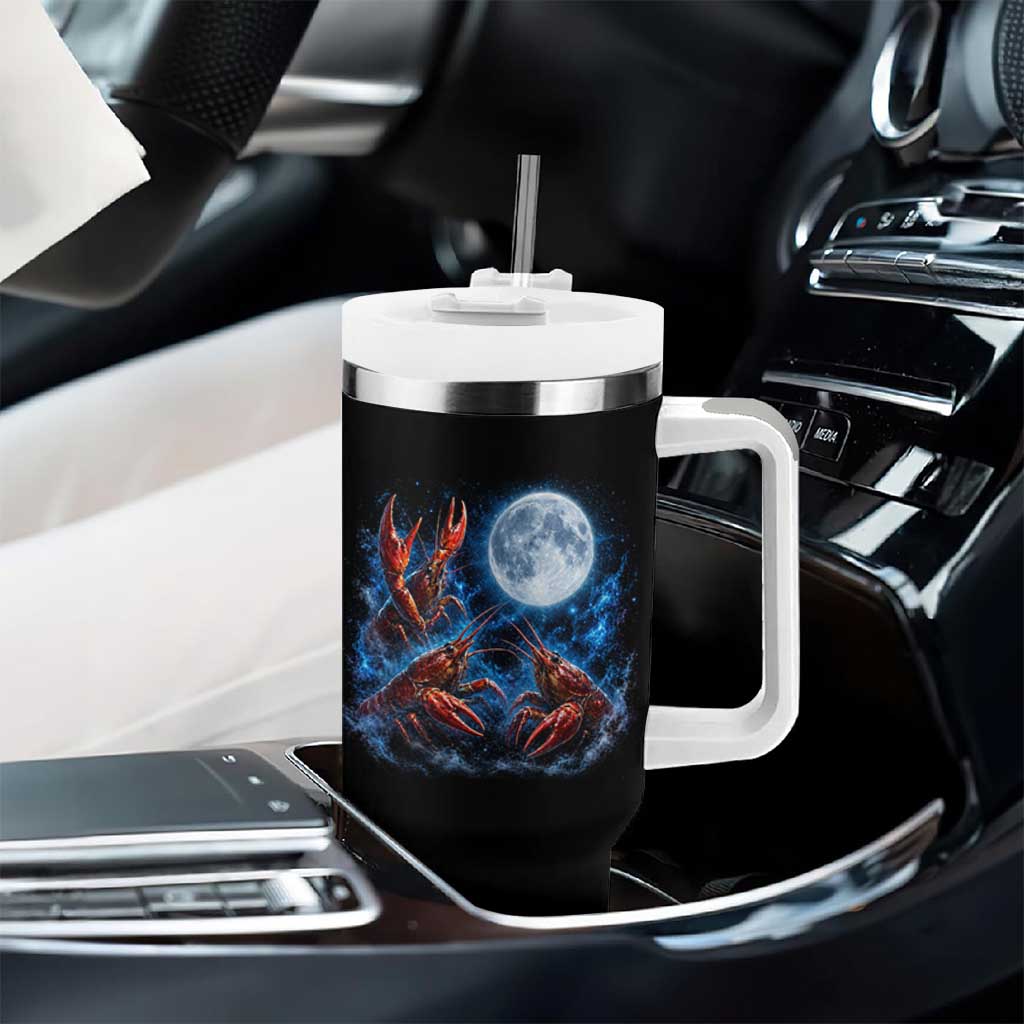 Three Crawfish Moon Tumbler With Handle Lobster Howling To The Moon Vintage Moon Animals