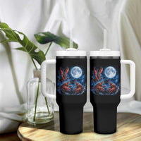 Three Crawfish Moon Tumbler With Handle Lobster Howling To The Moon Vintage Moon Animals