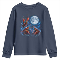 Three Crawfish Moon Youth Sweatshirt Lobster Howling To The Moon Vintage Moon Animals
