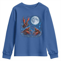 Three Crawfish Moon Youth Sweatshirt Lobster Howling To The Moon Vintage Moon Animals