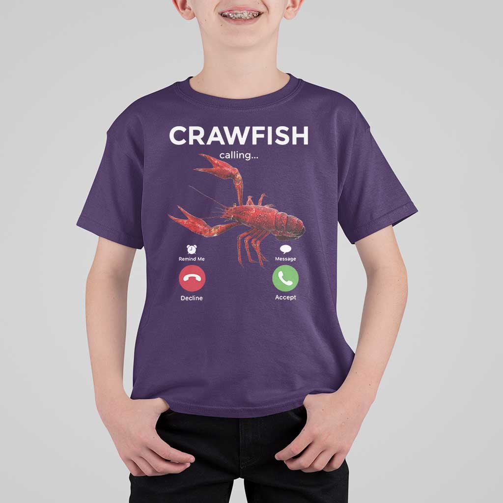 Crawfish Calling T Shirt For Kid Funny Fishing Cajun Boil Lobster Meme