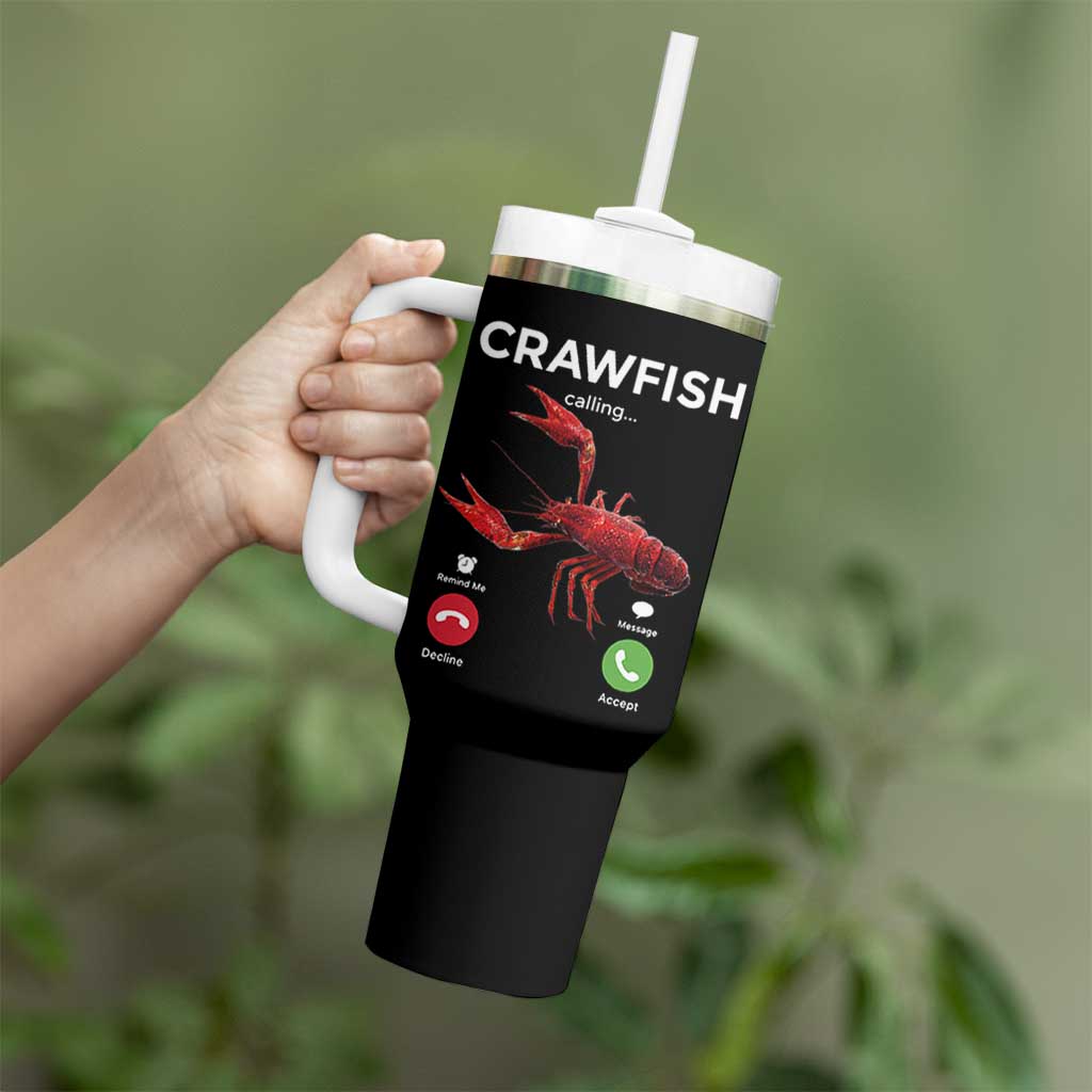 Crawfish Calling Tumbler With Handle Funny Fishing Cajun Boil Lobster Meme