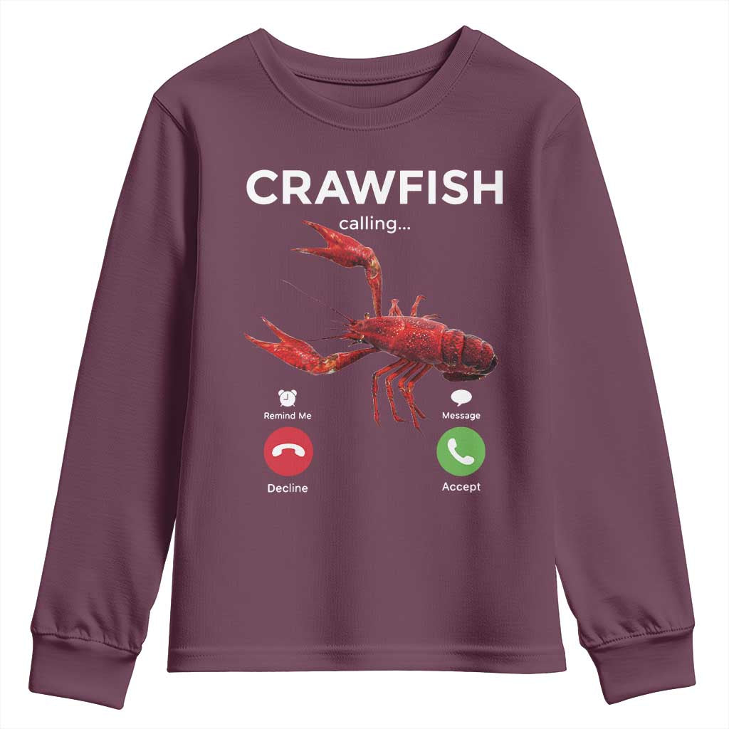 Crawfish Calling Youth Sweatshirt Funny Fishing Cajun Boil Lobster Meme
