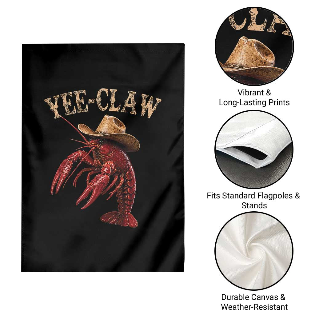 Funny Cowboy Crawfish Garden Flag Yee Claw Funny Crawfish Cajun Seafood Festival