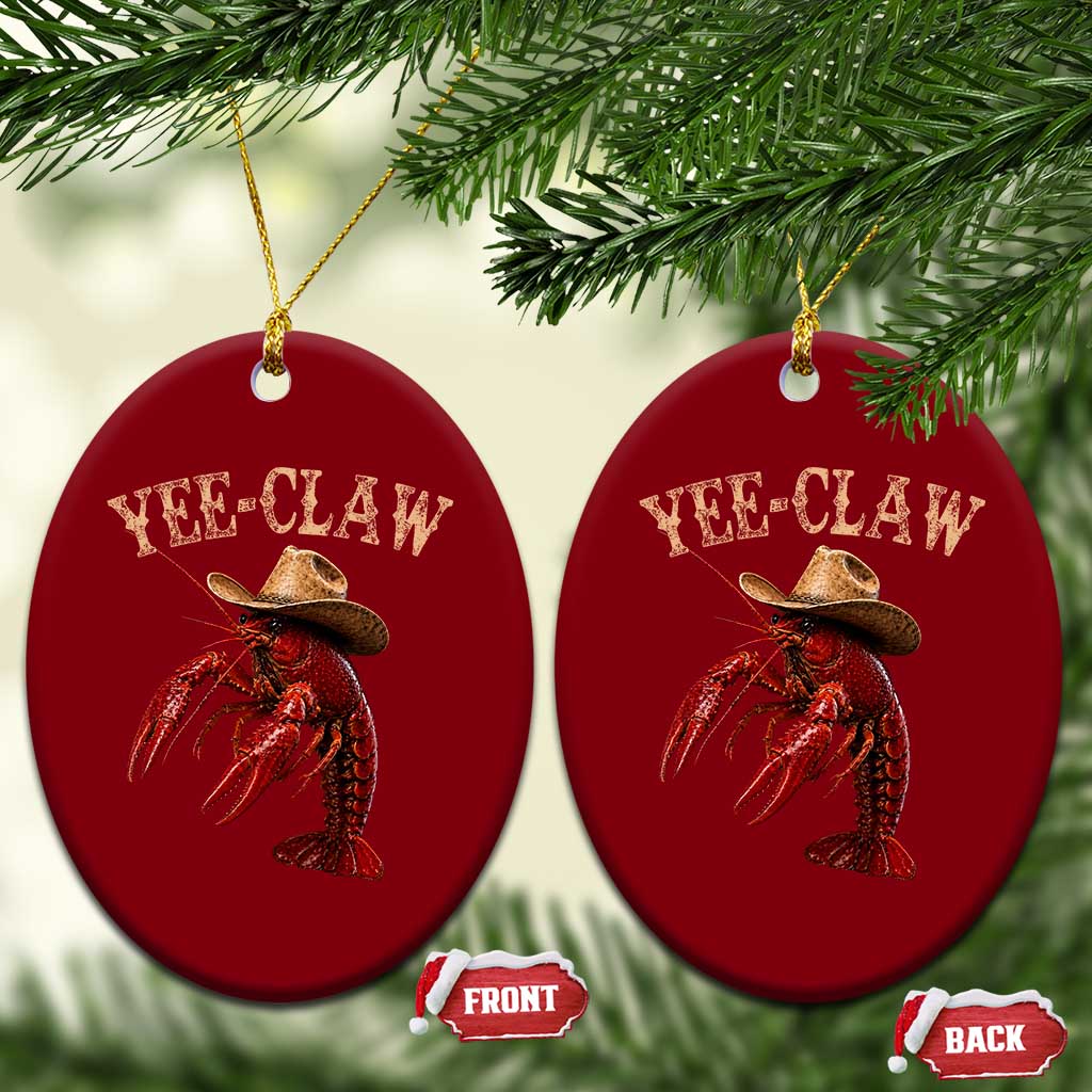 Funny Cowboy Crawfish Ceramic Ornament Yee Claw Funny Crawfish Cajun Seafood Festival