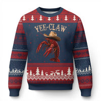 Funny Cowboy Crawfish Ugly Christmas Sweater Yee Claw Funny Crawfish Cajun Seafood Festival