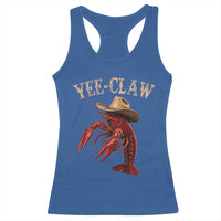 Funny Cowboy Crawfish Racerback Tank Top Yee Claw Funny Crawfish Cajun Seafood Festival