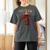 Funny Cowboy Crawfish T Shirt For Women Yee Claw Funny Crawfish Cajun Seafood Festival