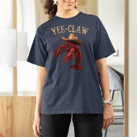 Funny Cowboy Crawfish T Shirt For Women Yee Claw Funny Crawfish Cajun Seafood Festival