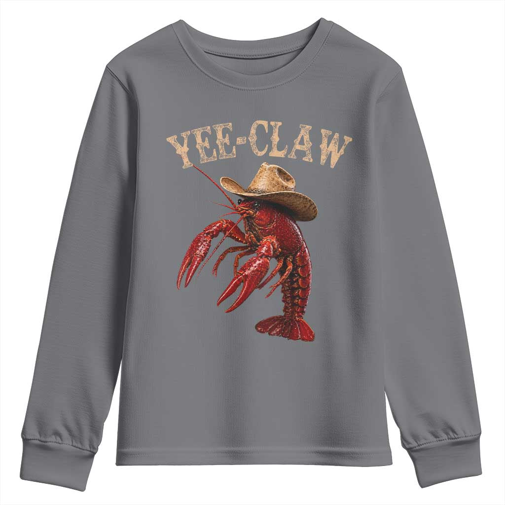Funny Cowboy Crawfish Youth Sweatshirt Yee Claw Funny Crawfish Cajun Seafood Festival