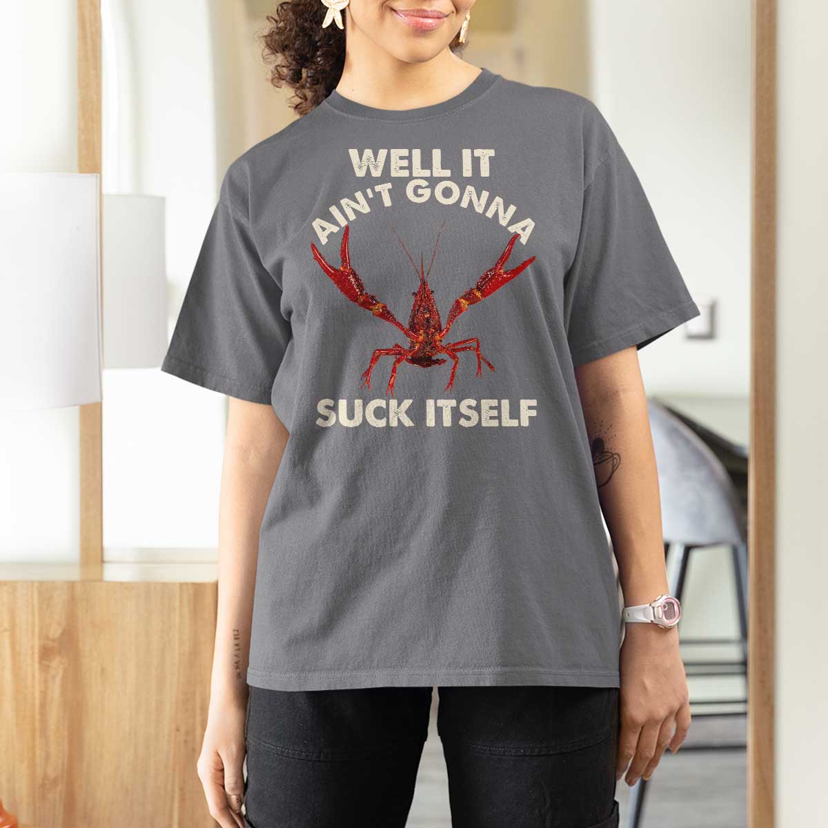 Funny Cajun Crawfish T Shirt For Women It Aint Gonna Suck Itself Lobster Crawfish Boil