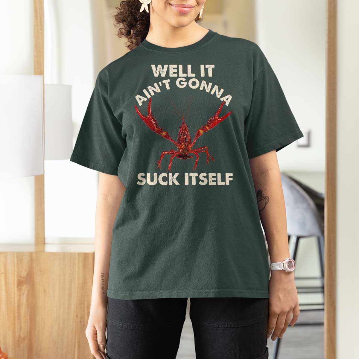Funny Cajun Crawfish T Shirt For Women It Aint Gonna Suck Itself Lobster Crawfish Boil