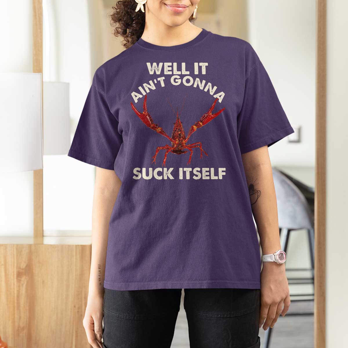 Funny Cajun Crawfish T Shirt For Women It Aint Gonna Suck Itself Lobster Crawfish Boil