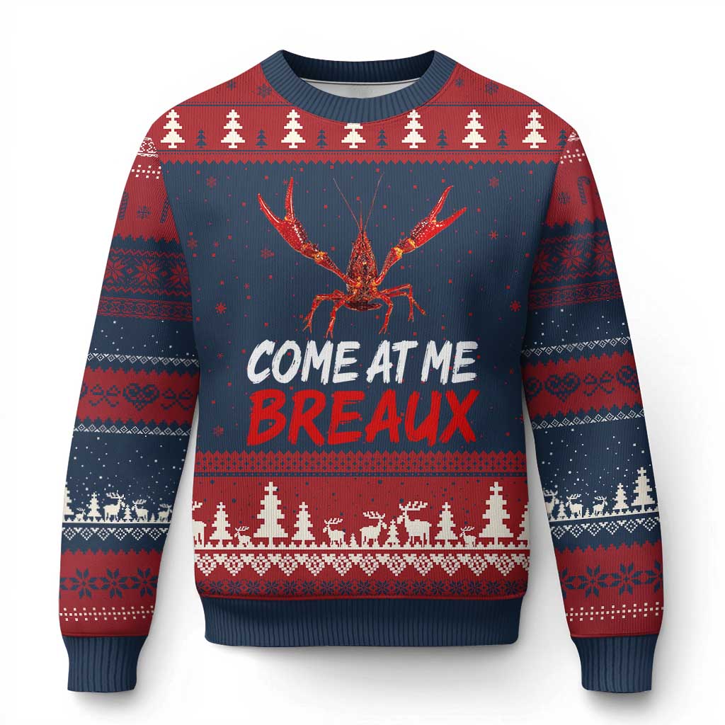 Funny Crawfish Ugly Christmas Sweater Come At Me Breaux Cajun Seafood Festival