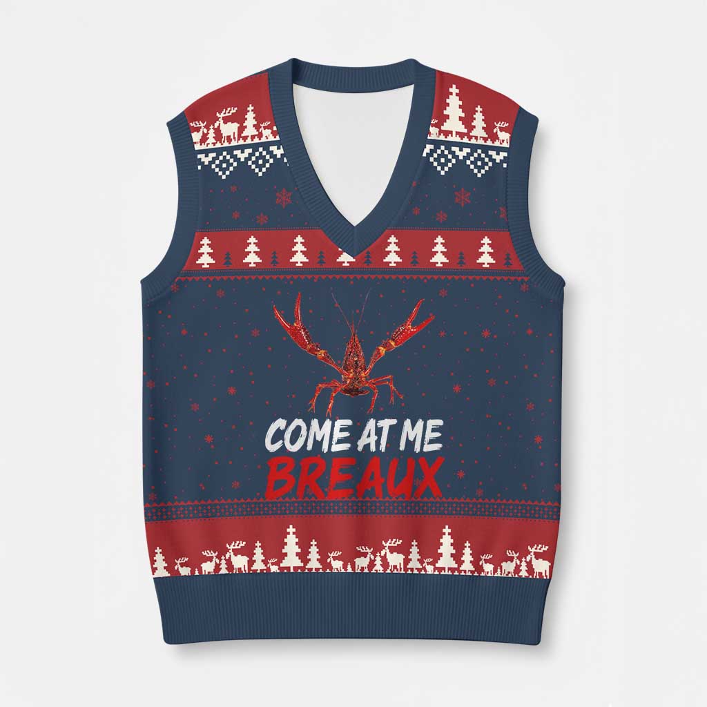 Funny Crawfish V-Neck Knit Sweater Vest Come At Me Breaux Cajun Seafood Festival