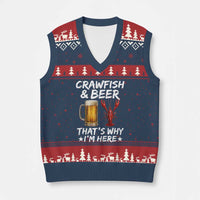 Crawfish Beer Lovers V-Neck Knit Sweater Vest Funny Crawfish Cajun Seafood Festival Daddy Crawfish
