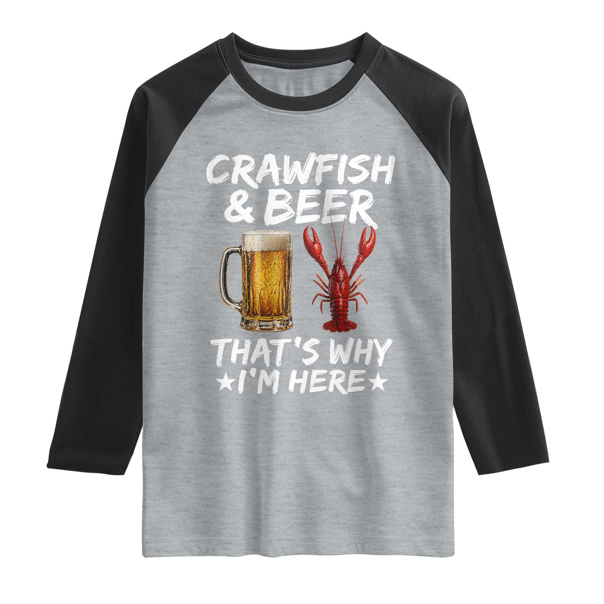 Crawfish Beer Lovers Raglan Shirt Funny Crawfish Cajun Seafood Festival Daddy Crawfish