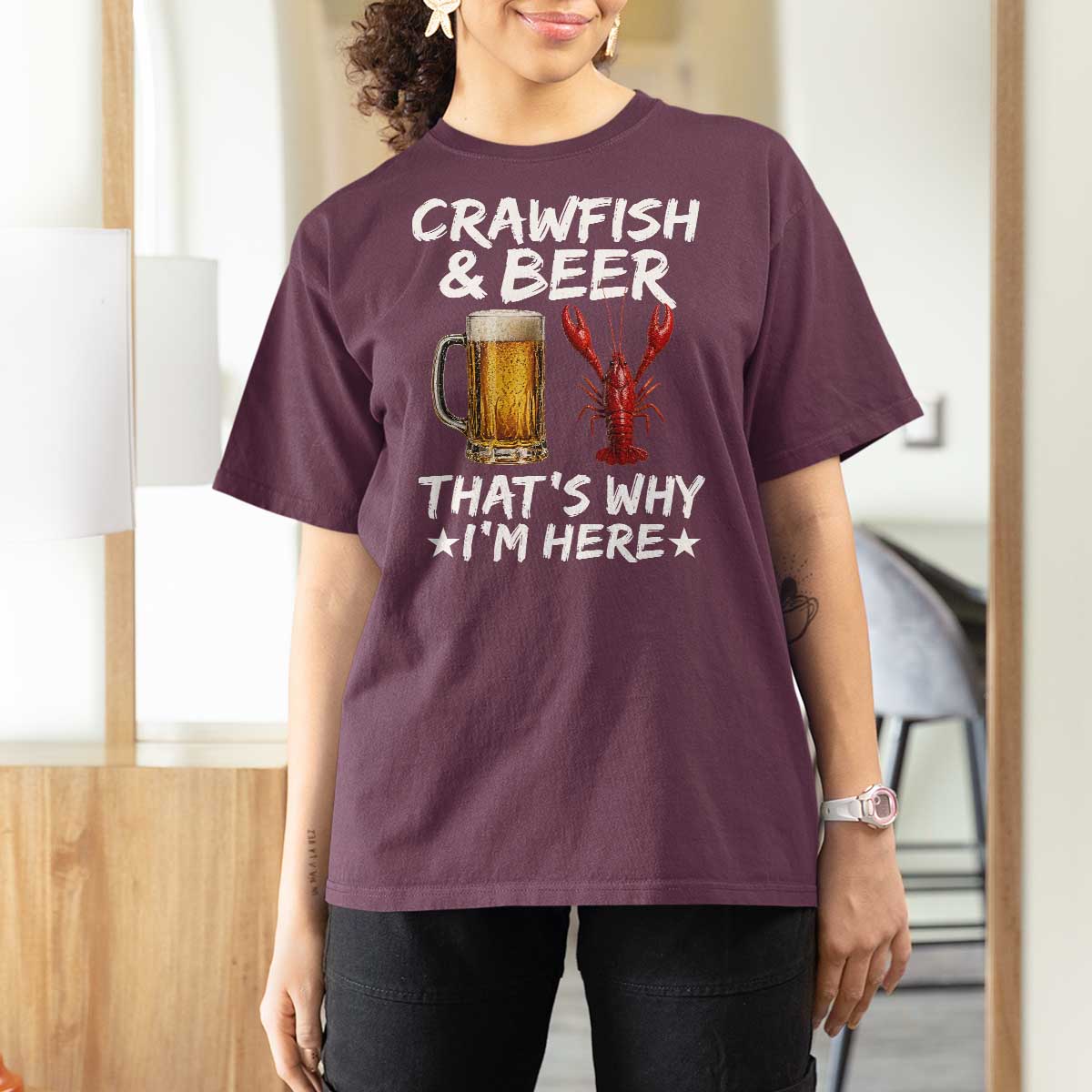 Crawfish Beer Lovers T Shirt For Women Funny Crawfish Cajun Seafood Festival Daddy Crawfish