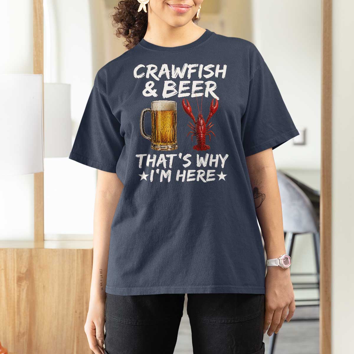 Crawfish Beer Lovers T Shirt For Women Funny Crawfish Cajun Seafood Festival Daddy Crawfish