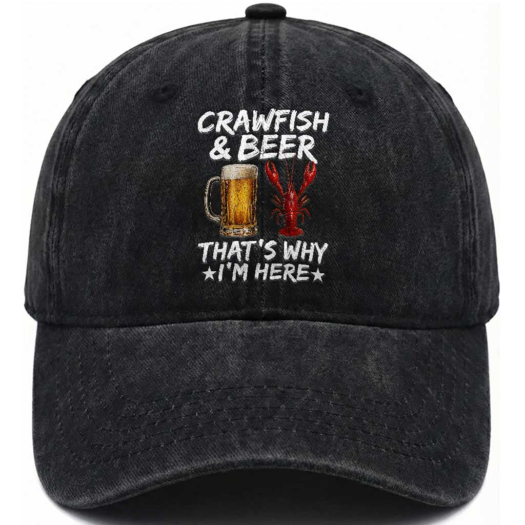 Crawfish Beer Lovers Washed Cotton Baseball Cap Funny Crawfish Cajun Seafood Festival Daddy Crawfish