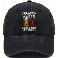 Crawfish Beer Lovers Washed Cotton Baseball Cap Funny Crawfish Cajun Seafood Festival Daddy Crawfish