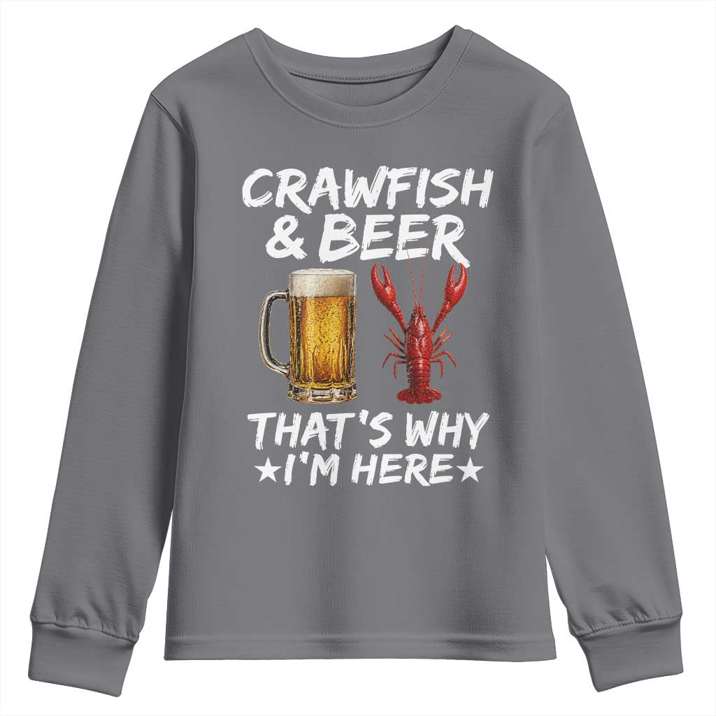 Crawfish Beer Lovers Youth Sweatshirt Funny Crawfish Cajun Seafood Festival Daddy Crawfish