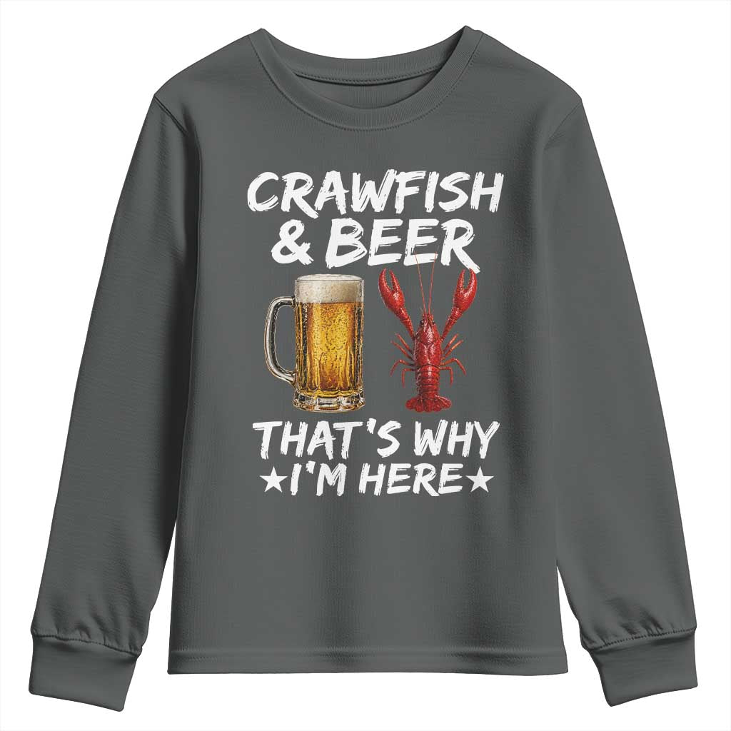 Crawfish Beer Lovers Youth Sweatshirt Funny Crawfish Cajun Seafood Festival Daddy Crawfish
