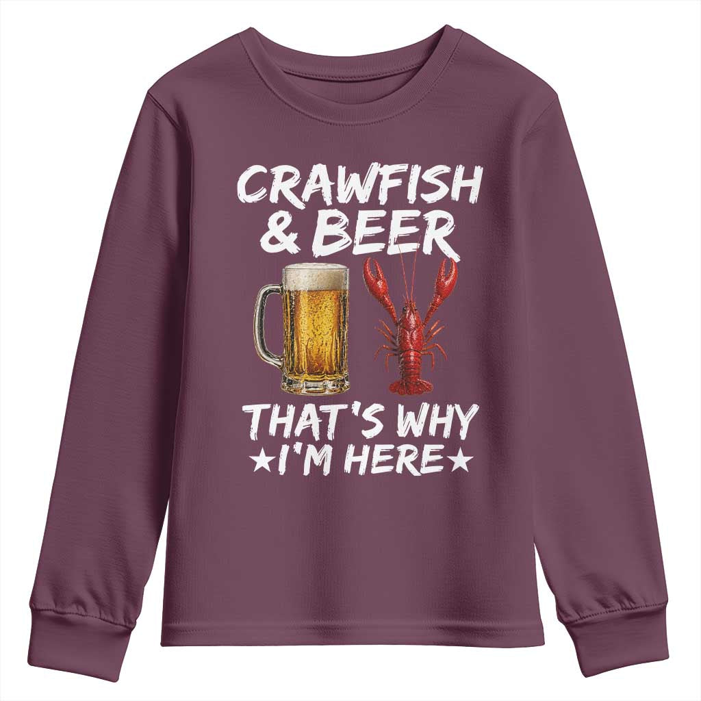 Crawfish Beer Lovers Youth Sweatshirt Funny Crawfish Cajun Seafood Festival Daddy Crawfish