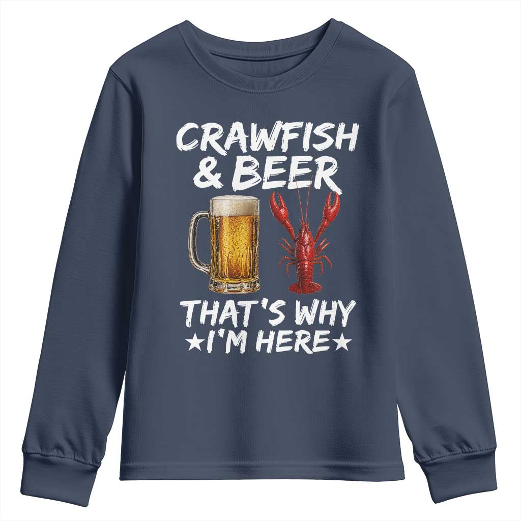 Crawfish Beer Lovers Youth Sweatshirt Funny Crawfish Cajun Seafood Festival Daddy Crawfish