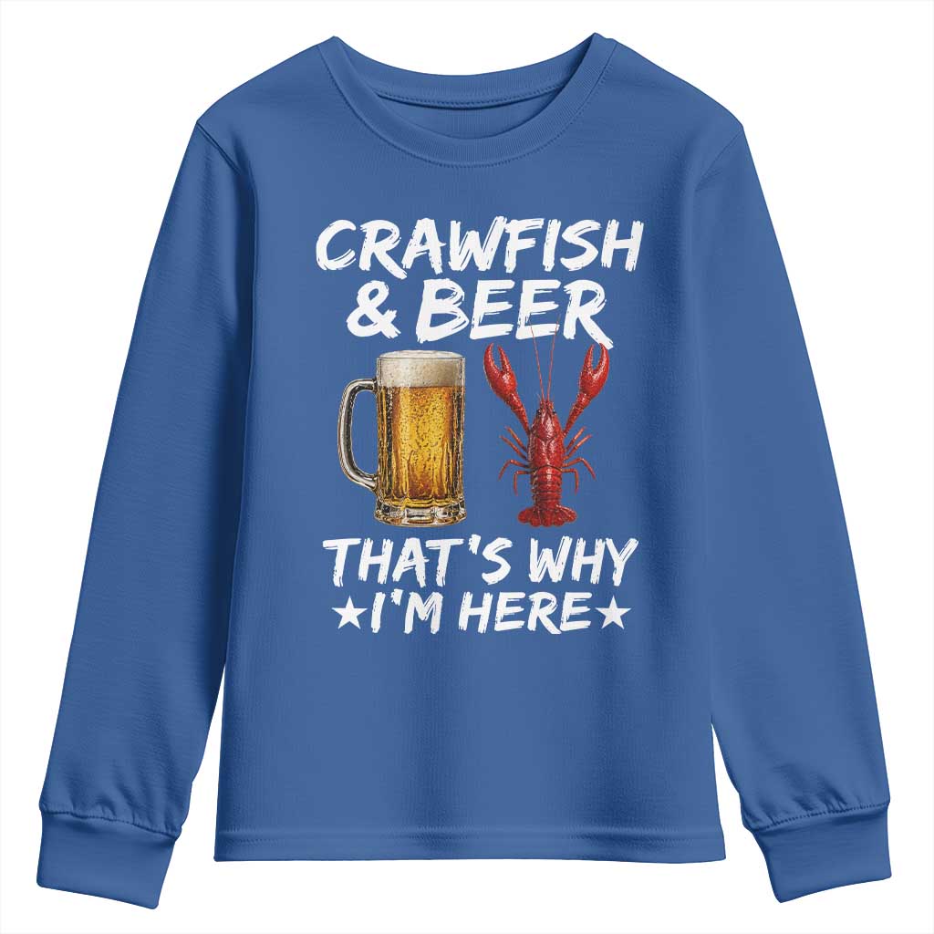 Crawfish Beer Lovers Youth Sweatshirt Funny Crawfish Cajun Seafood Festival Daddy Crawfish