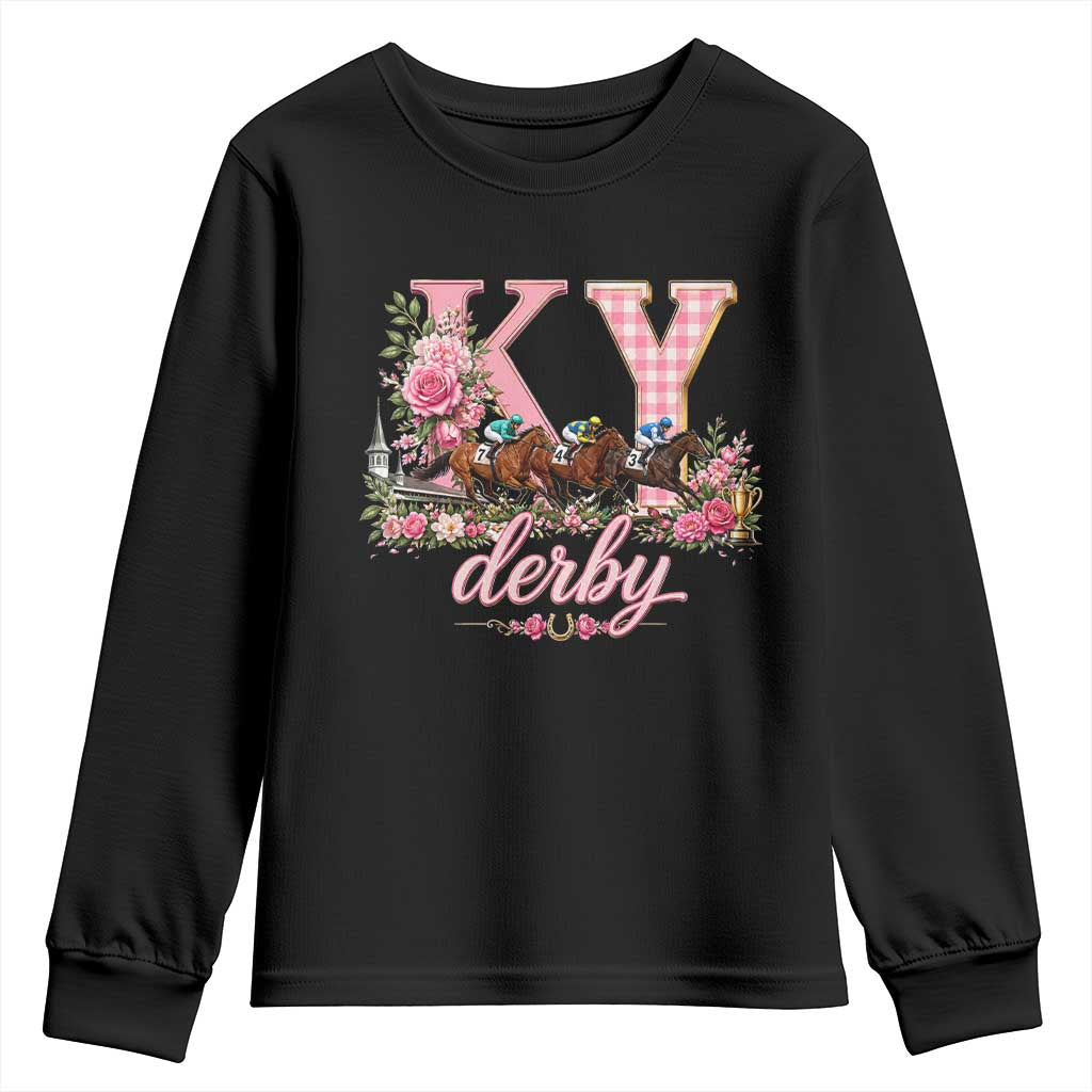 Horse Racing KY Derby Day Vibes Youth Sweatshirt This is My Derby Day Dress