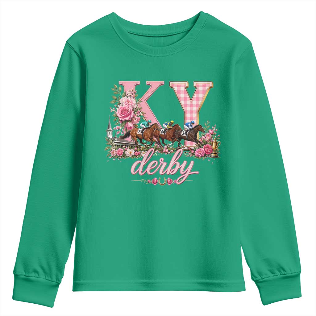 Horse Racing KY Derby Day Vibes Youth Sweatshirt This is My Derby Day Dress