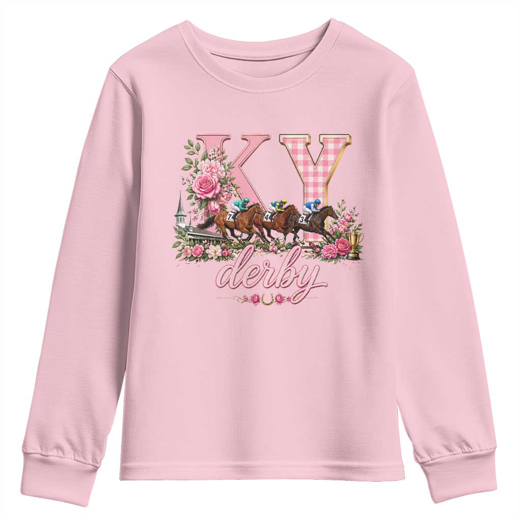 Horse Racing KY Derby Day Vibes Youth Sweatshirt This is My Derby Day Dress