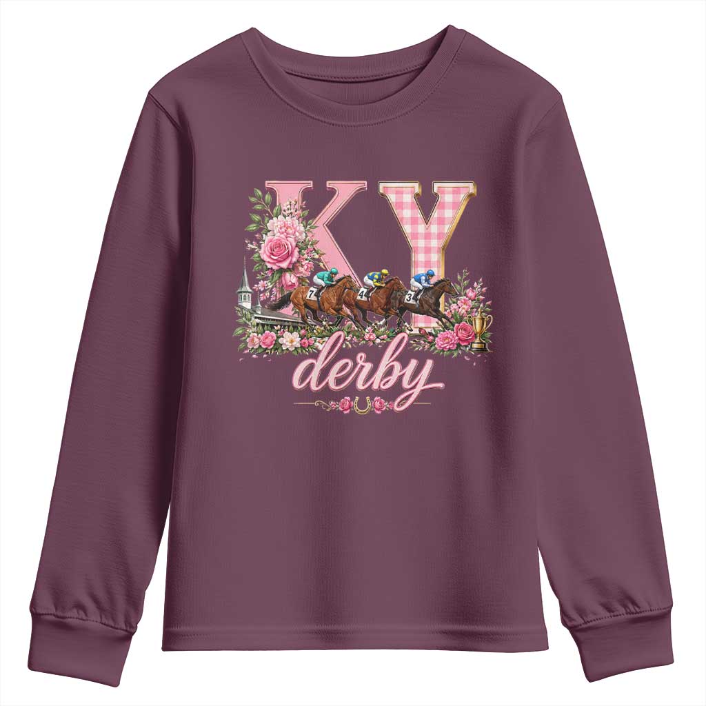 Horse Racing KY Derby Day Vibes Youth Sweatshirt This is My Derby Day Dress