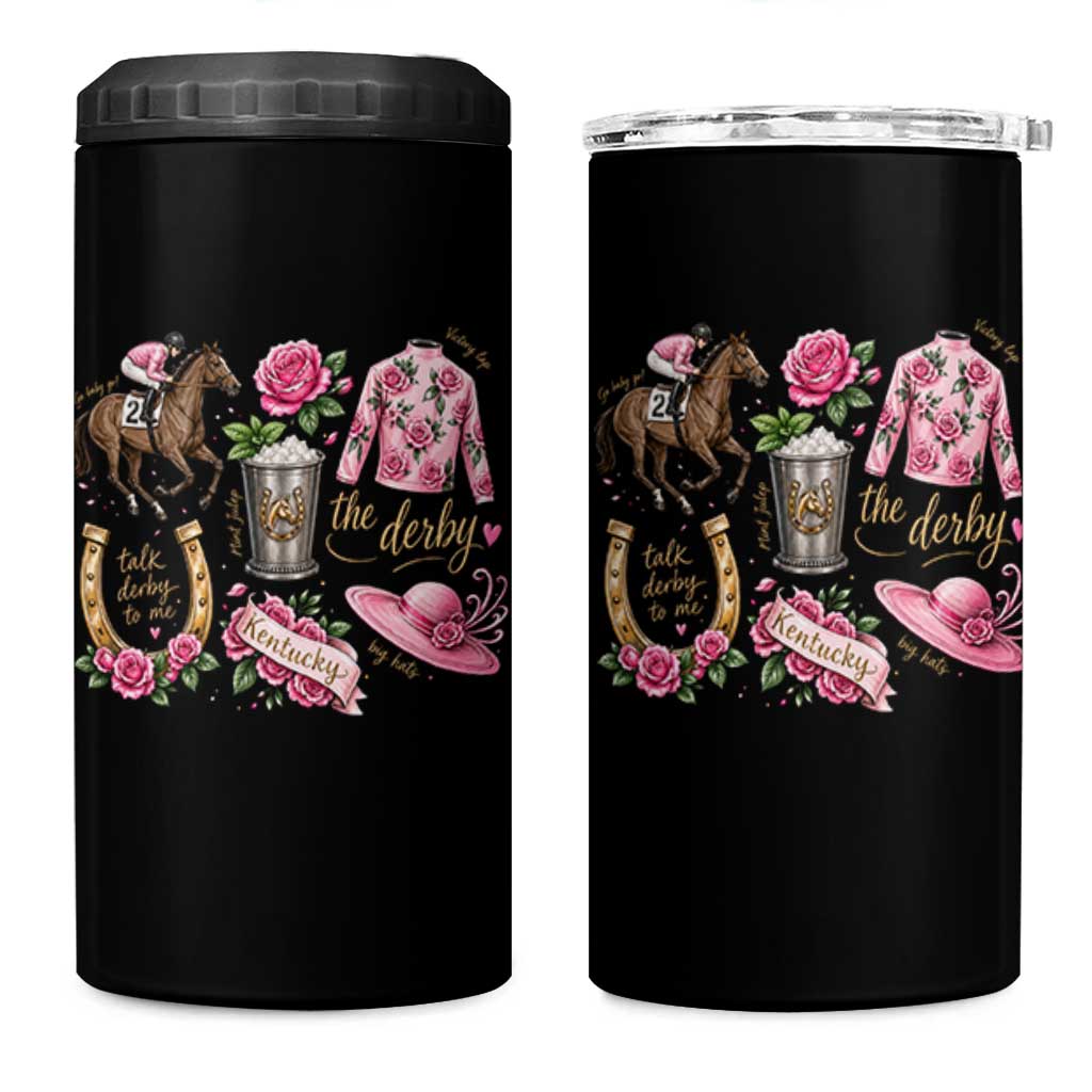 Horse Racing Derby Day 4 in 1 Can Cooler Tumbler Doodles Funny Silks Jockey