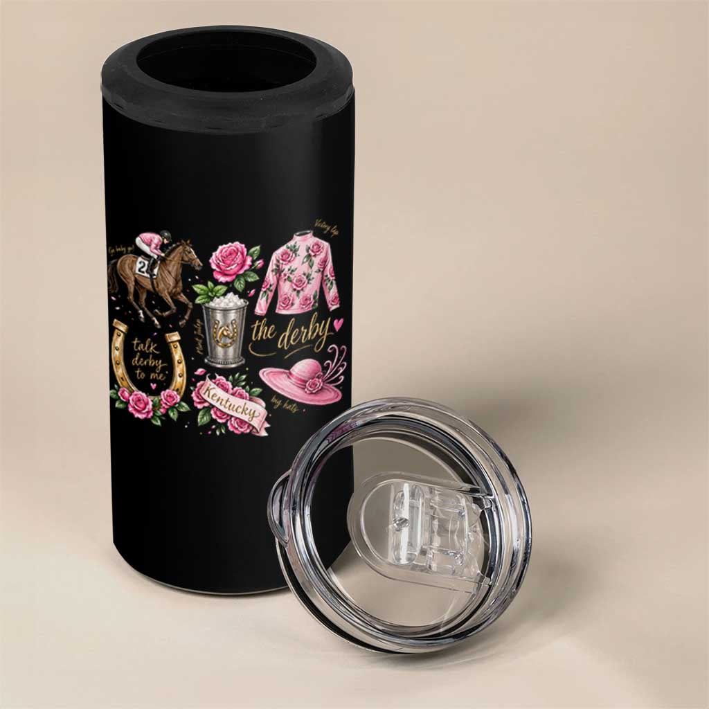 Horse Racing Derby Day 4 in 1 Can Cooler Tumbler Doodles Funny Silks Jockey