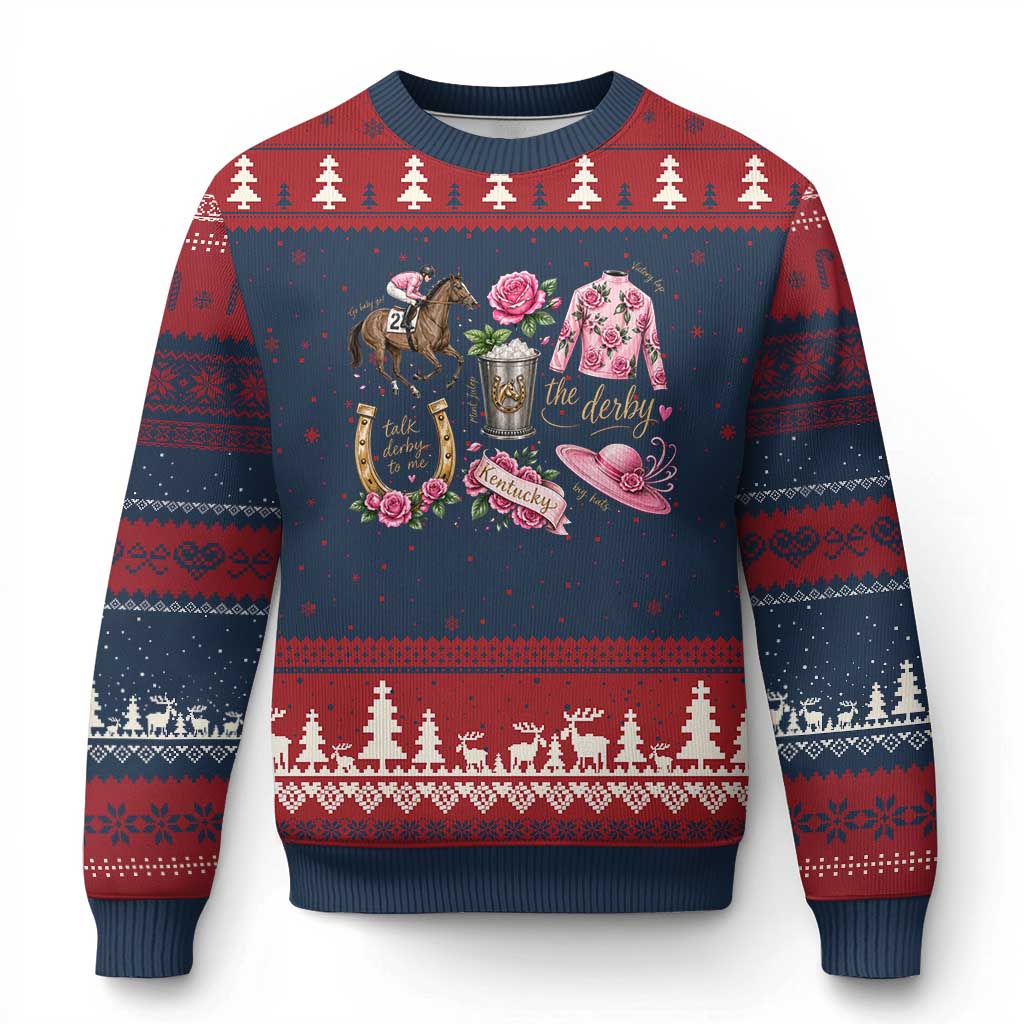 Horse Racing Derby Day Ugly Christmas Sweater Doodles Funny Silks Jockey