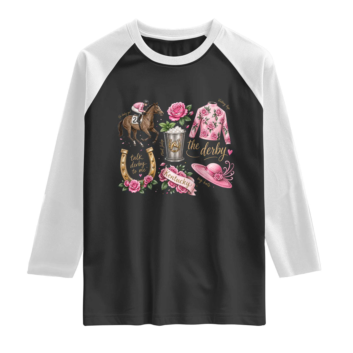 Horse Racing Derby Day Raglan Shirt Doodles Funny Silks Jockey