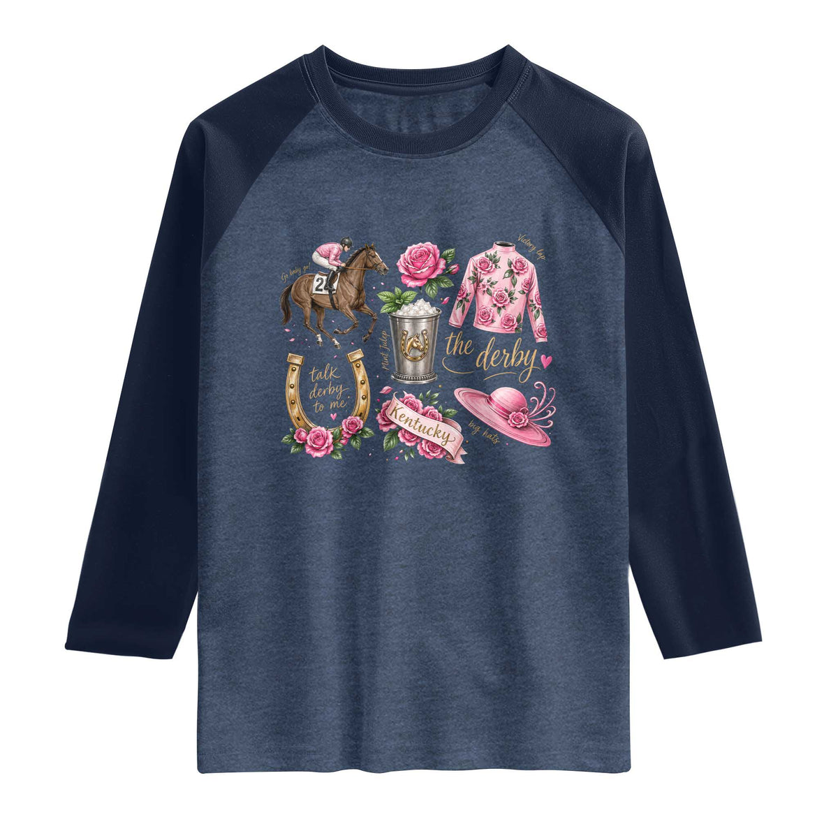 Horse Racing Derby Day Raglan Shirt Doodles Funny Silks Jockey