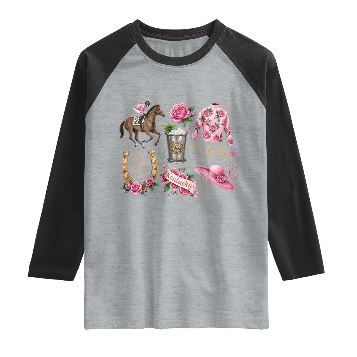Horse Racing Derby Day Raglan Shirt Doodles Funny Silks Jockey
