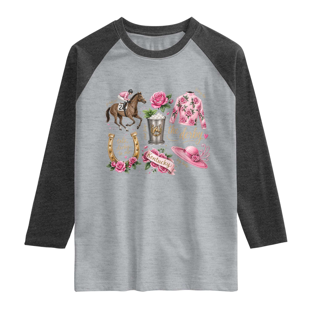 Horse Racing Derby Day Raglan Shirt Doodles Funny Silks Jockey