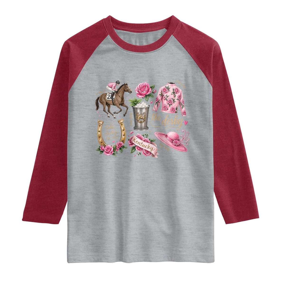 Horse Racing Derby Day Raglan Shirt Doodles Funny Silks Jockey