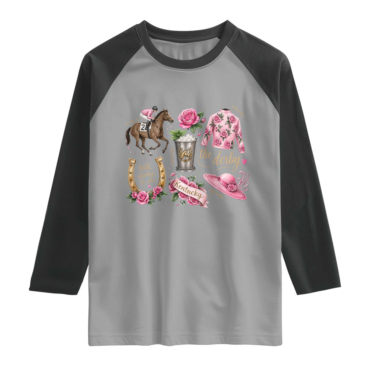 Horse Racing Derby Day Raglan Shirt Doodles Funny Silks Jockey