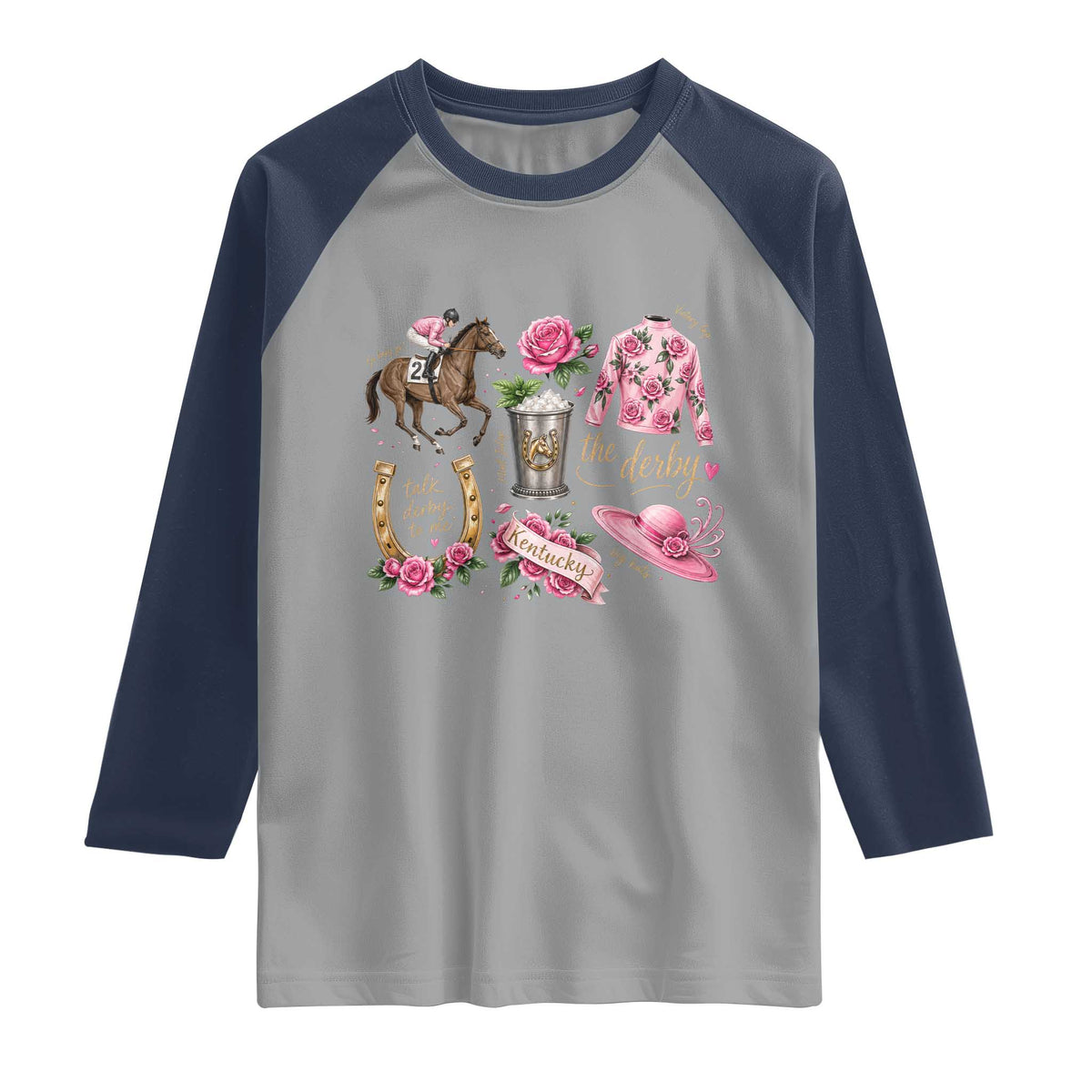 Horse Racing Derby Day Raglan Shirt Doodles Funny Silks Jockey