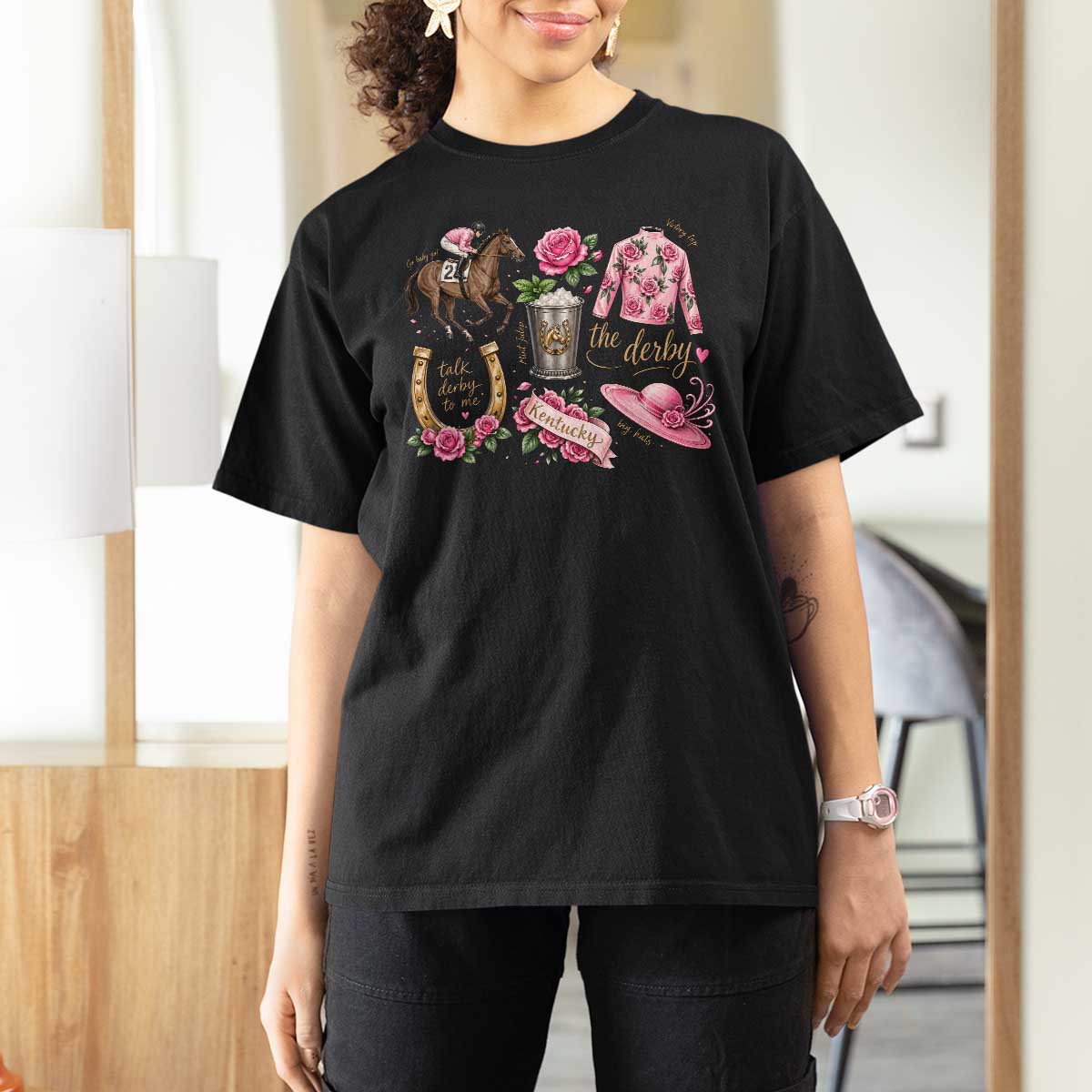 Horse Racing Derby Day T Shirt For Women Doodles Funny Silks Jockey