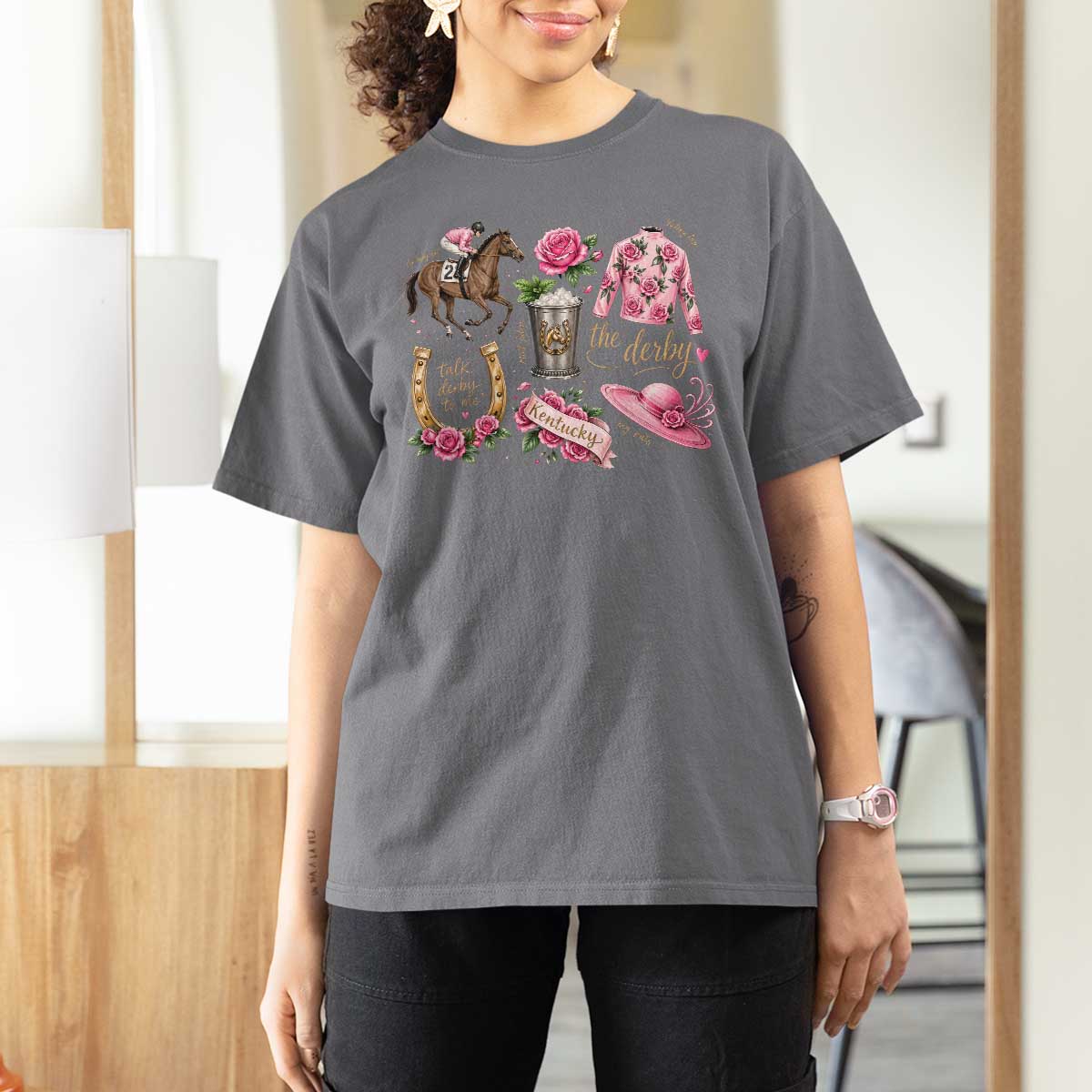 Horse Racing Derby Day T Shirt For Women Doodles Funny Silks Jockey